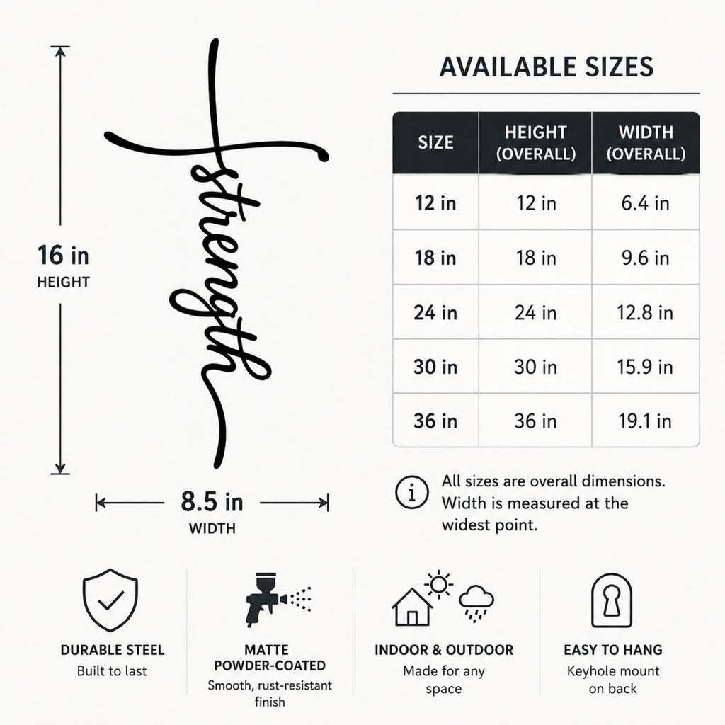 Strength Cross Metal Wall Art – Christian Faith Wall Decor