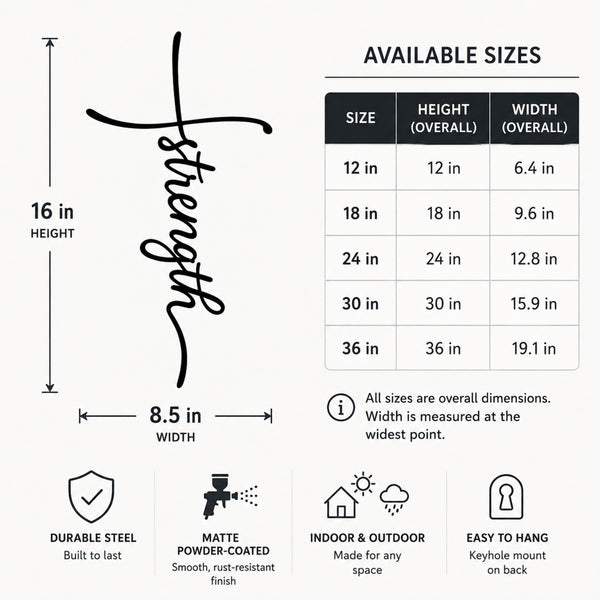 Strength Cross Metal Wall Art – Christian Faith Wall Decor