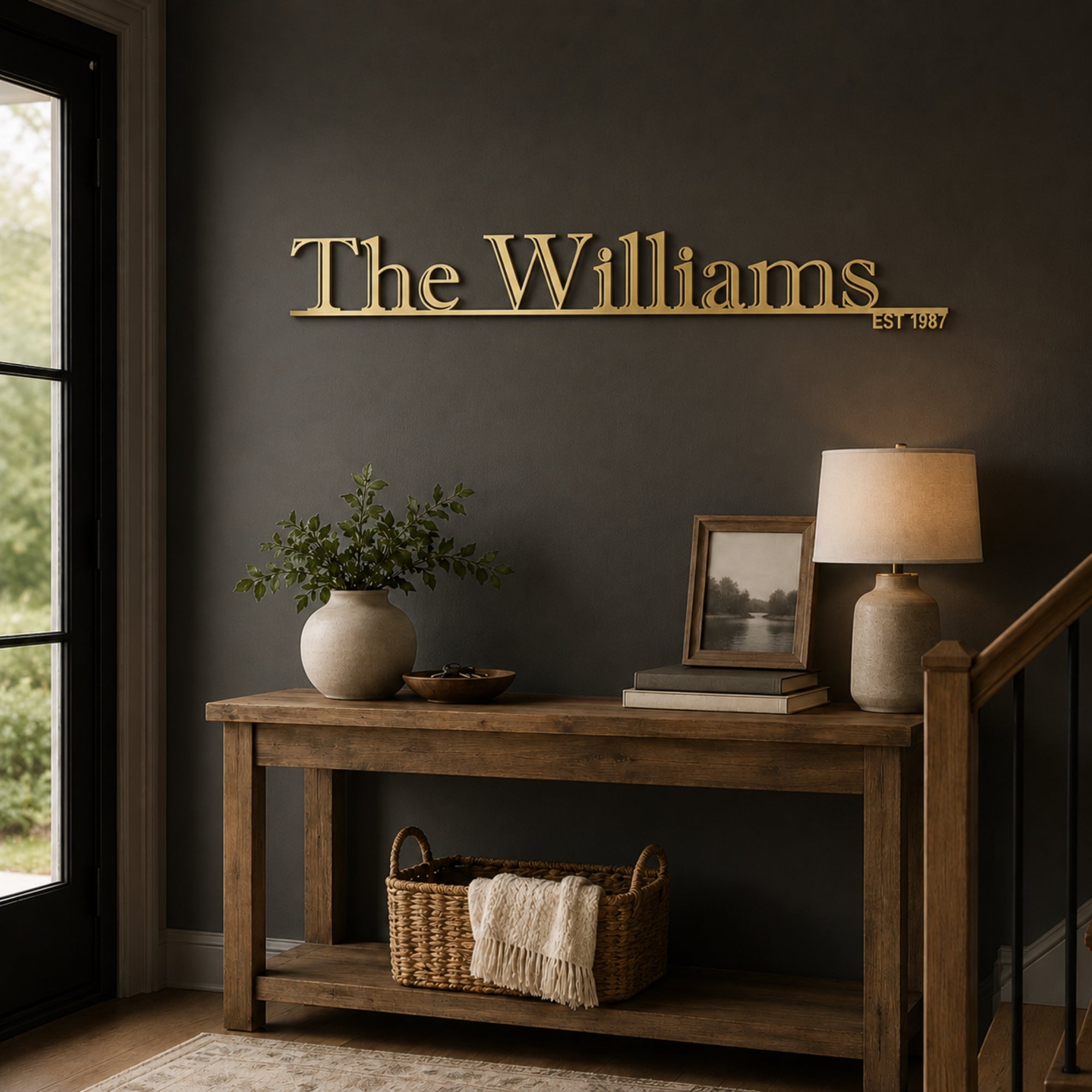 Personalized Family Name Metal Sign with Established Year – Classic Serif Design Secondary image