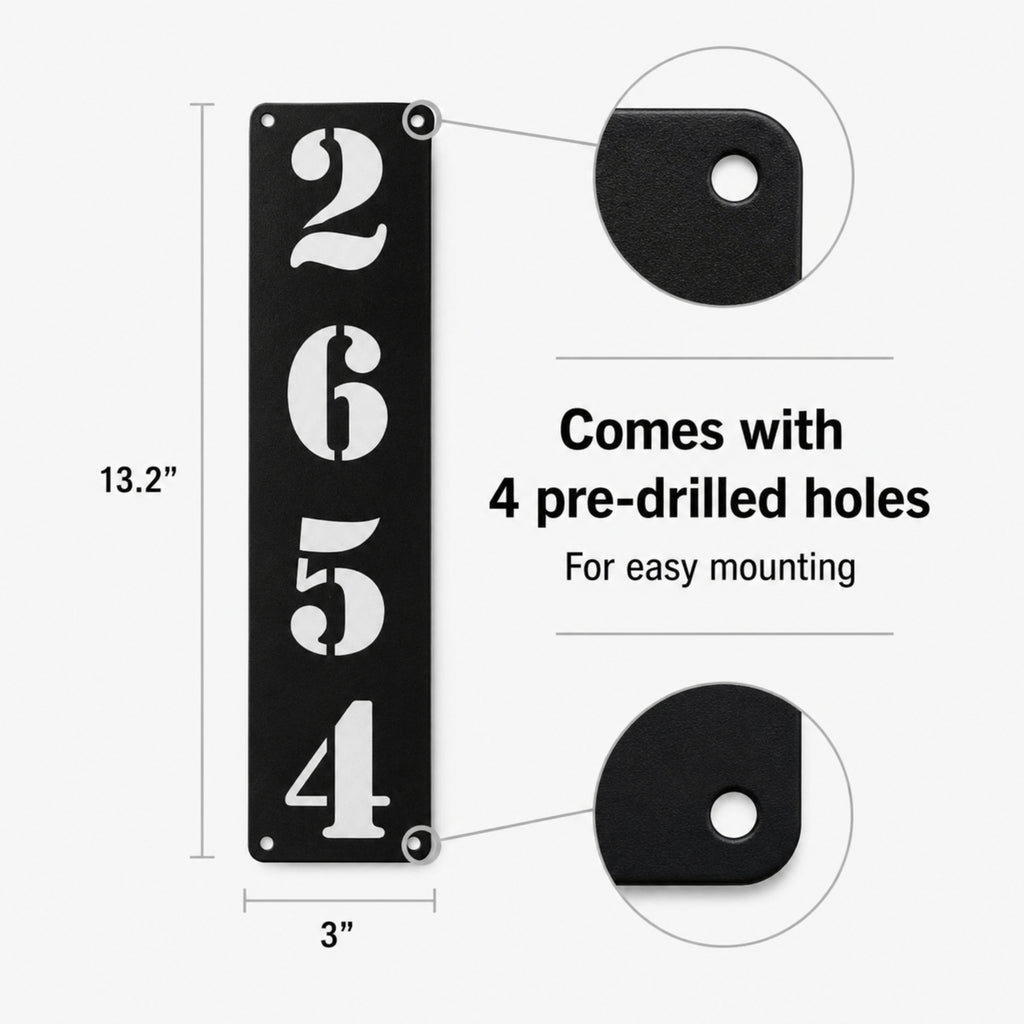 Vertical Metal House Number Sign