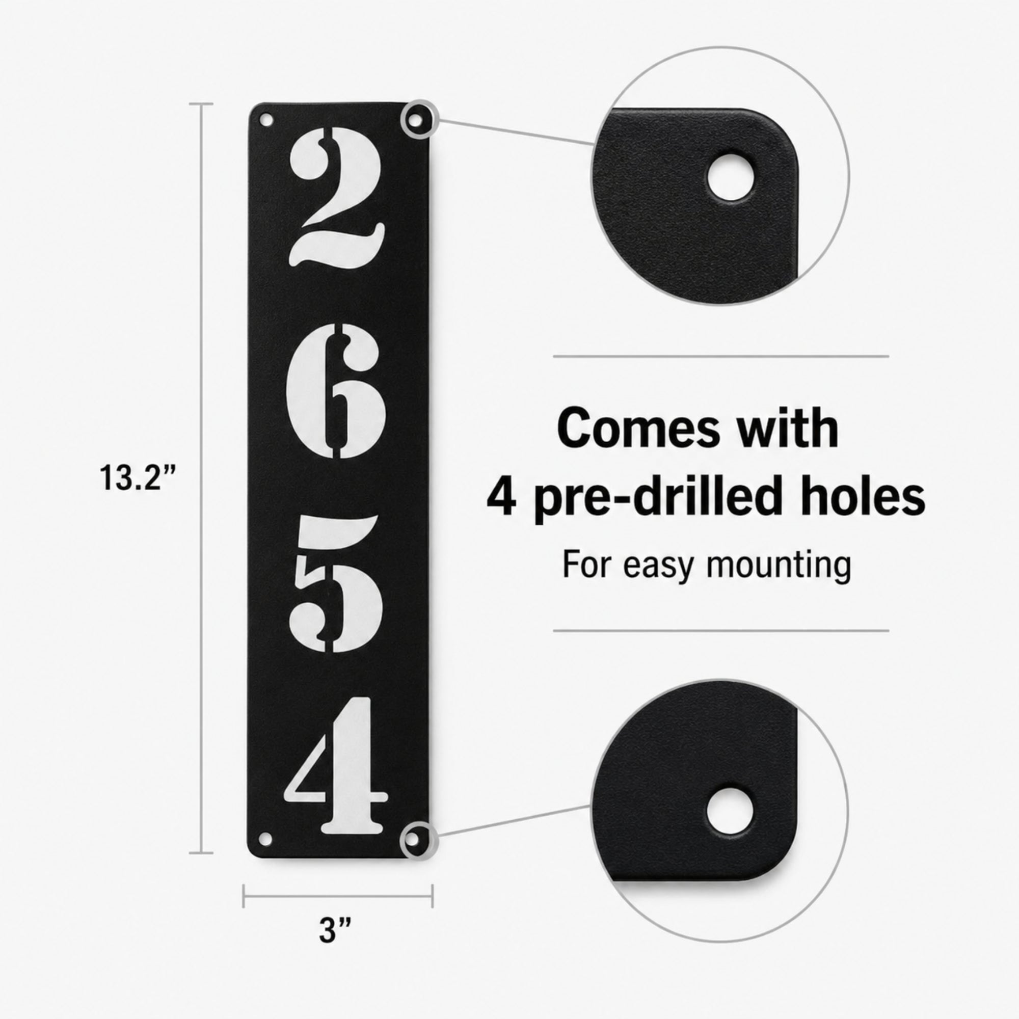 Vertical Metal House Number Sign