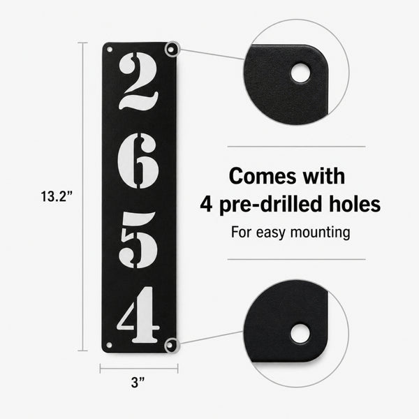 Vertical Metal House Number Sign