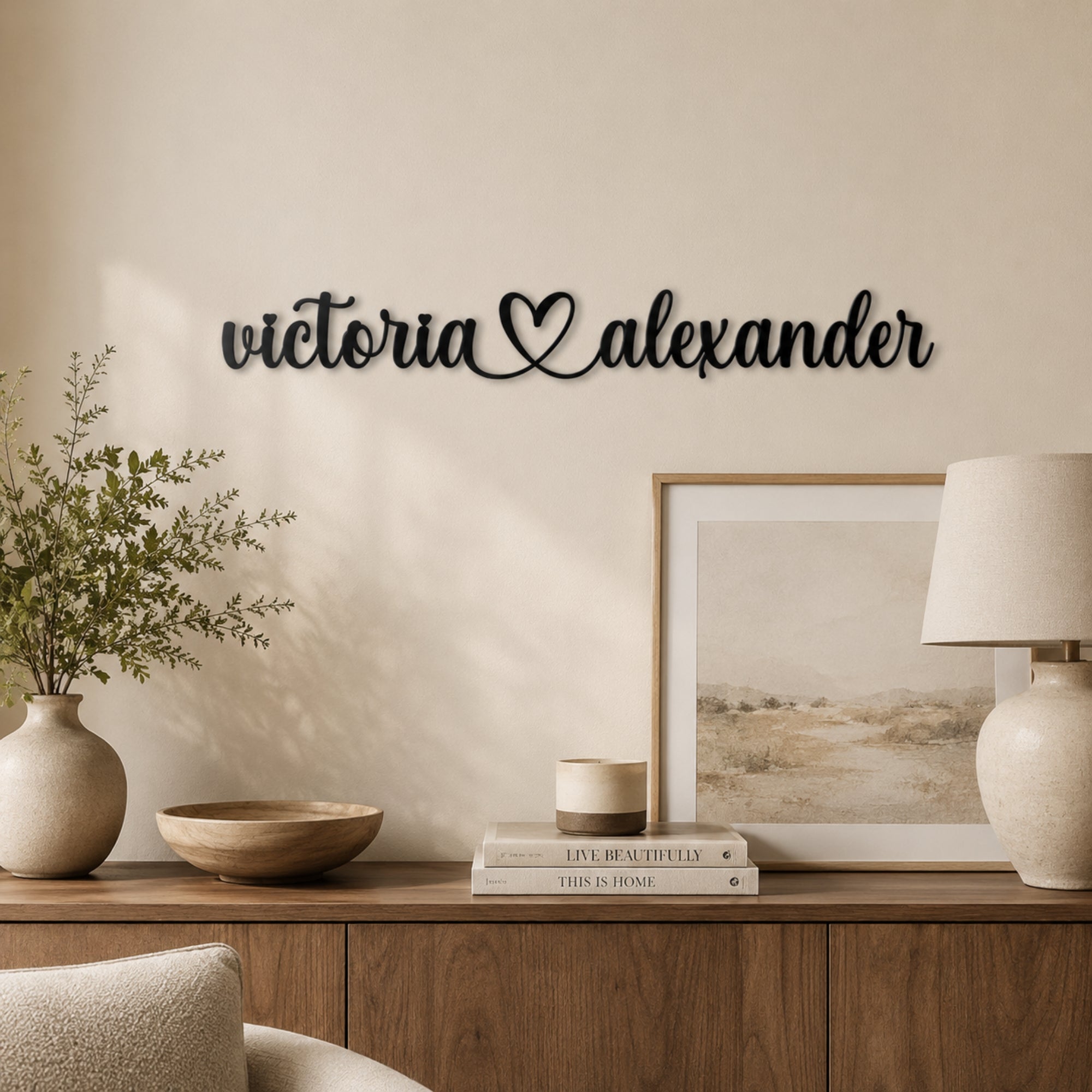 Personalized Couple Names Metal Sign with Heart