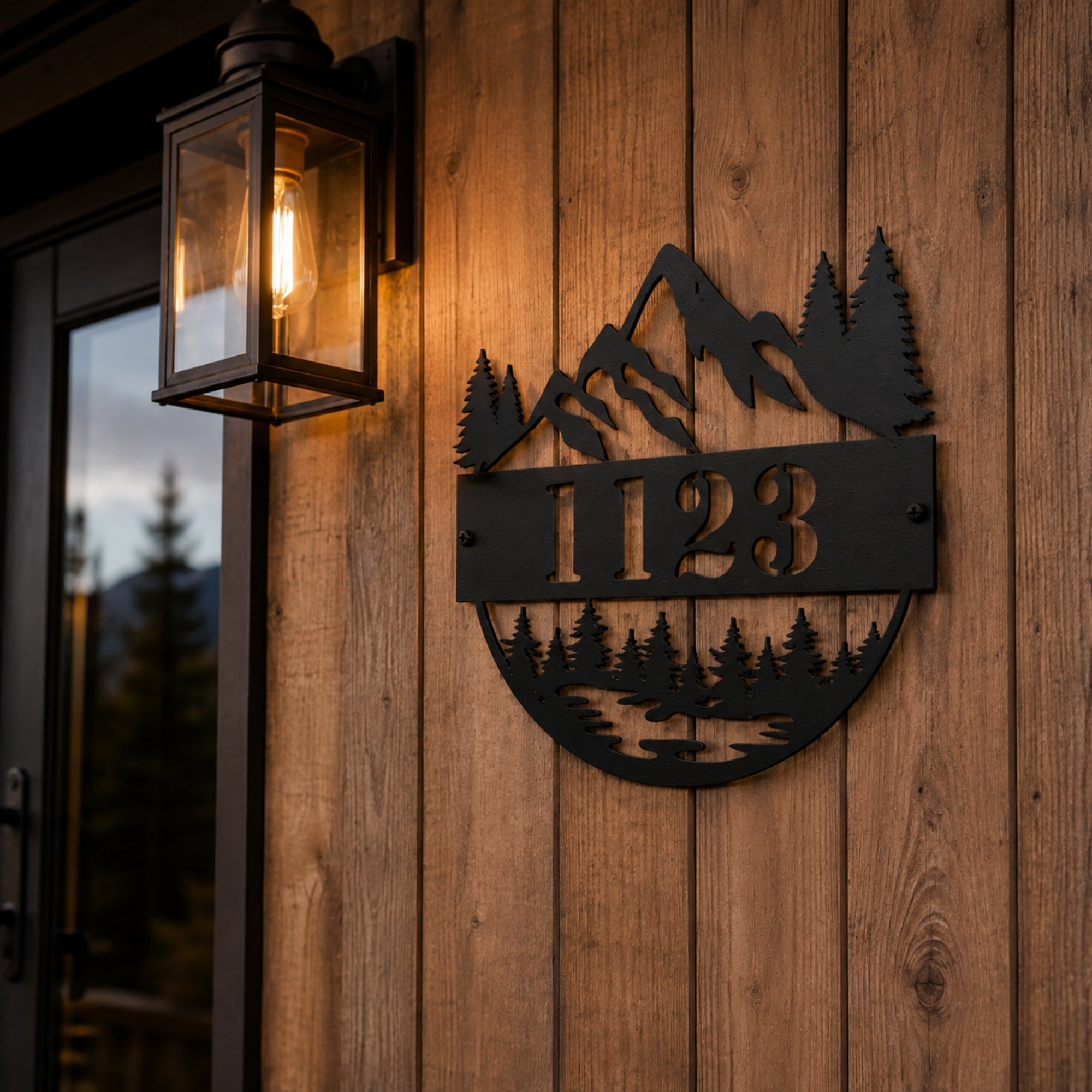 Personalized Mountain House Number Sign