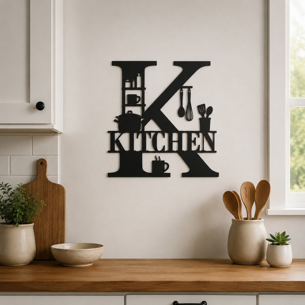Kitchen Metal Wall Sign – Letter K Kitchen Wall Decor