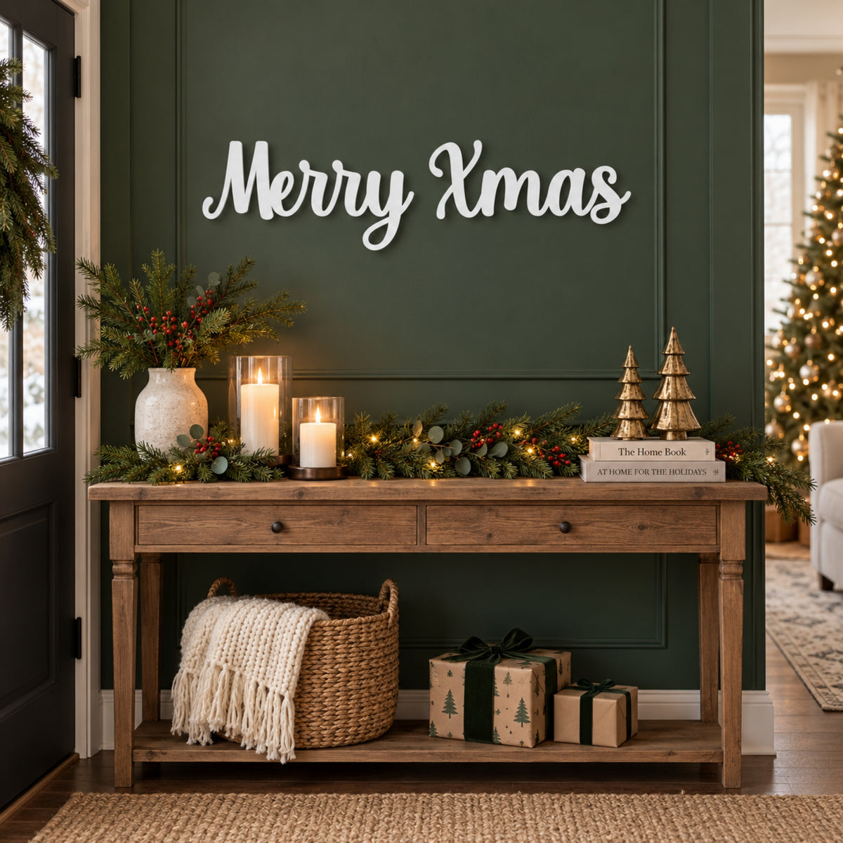 Merry Xmas Metal Wall Art – Christmas Script Metal Sign