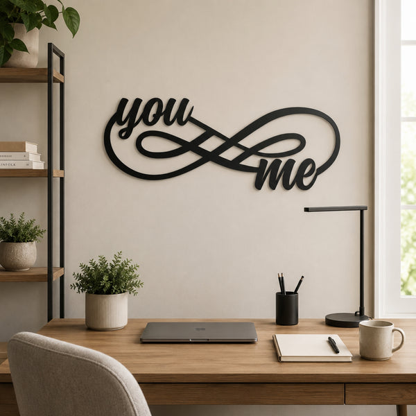 You & Me Infinity Metal Wall Art – Romantic Couple Wall Decor
