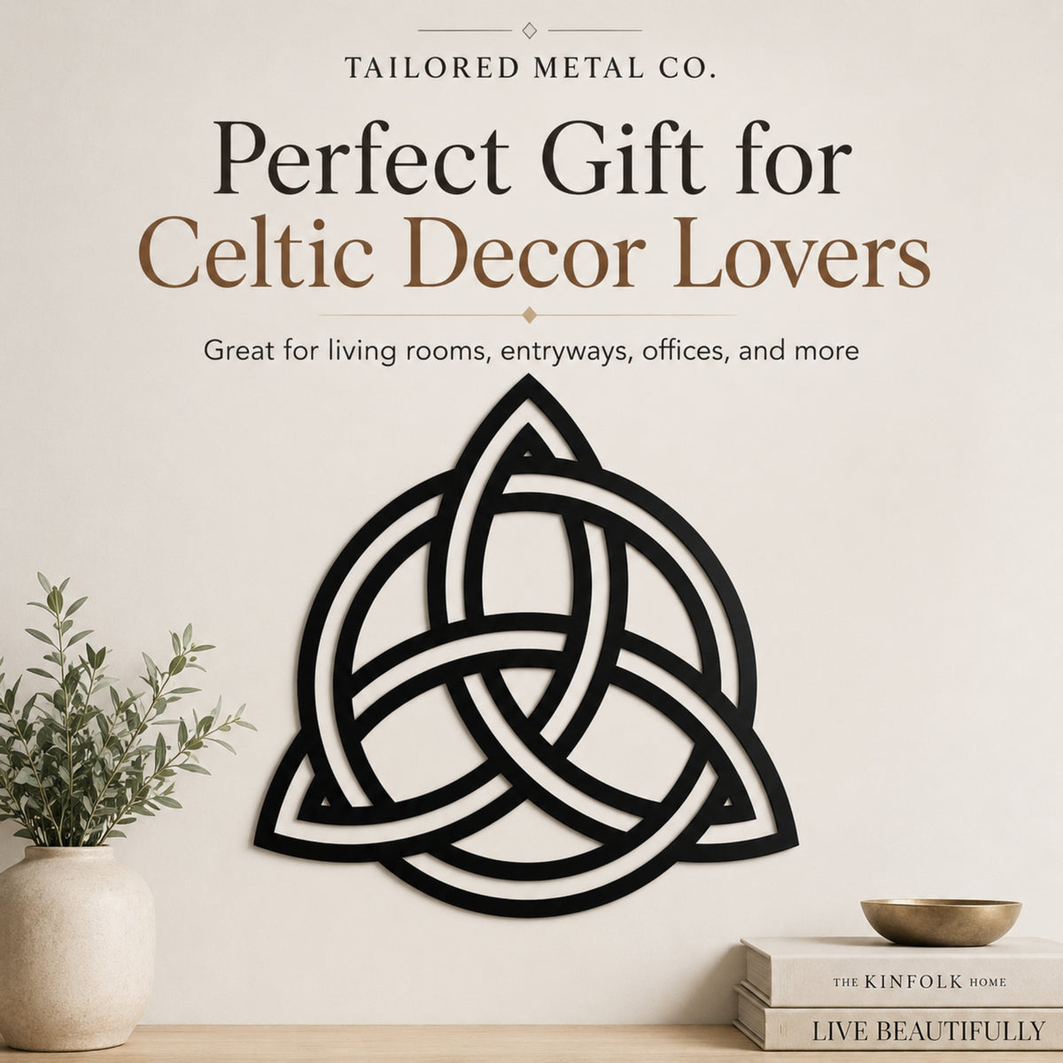 Celtic Trinity Knot Metal Wall Art – Triquetra Decor