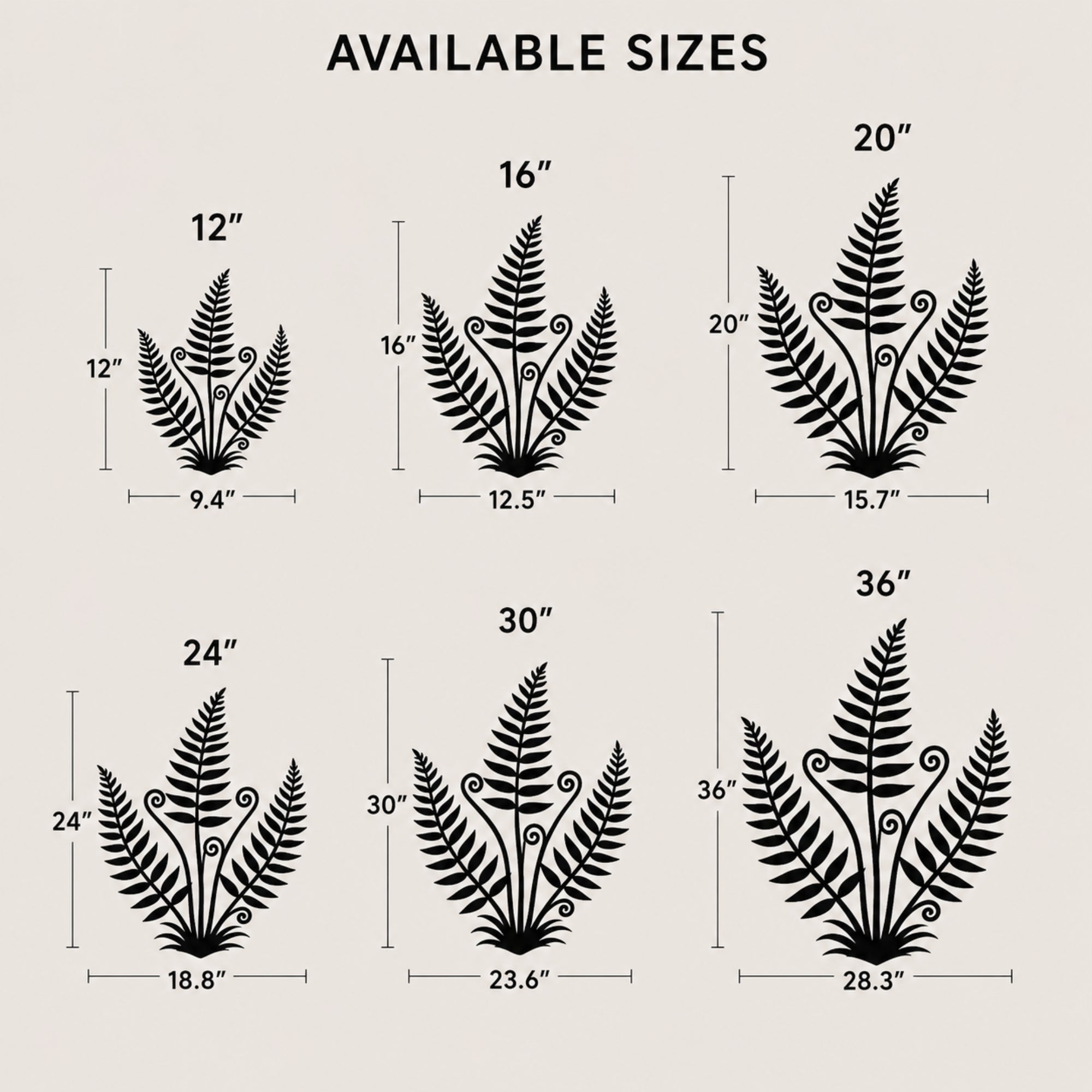 Fern Botanical Metal Wall Art – Nature Inspired Plant Wall Decor Secondary image