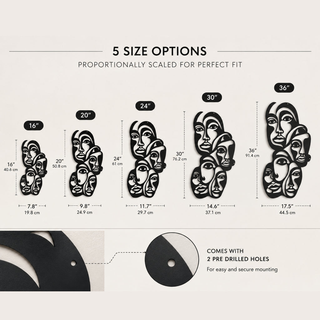 Abstract Faces Metal Wall Art