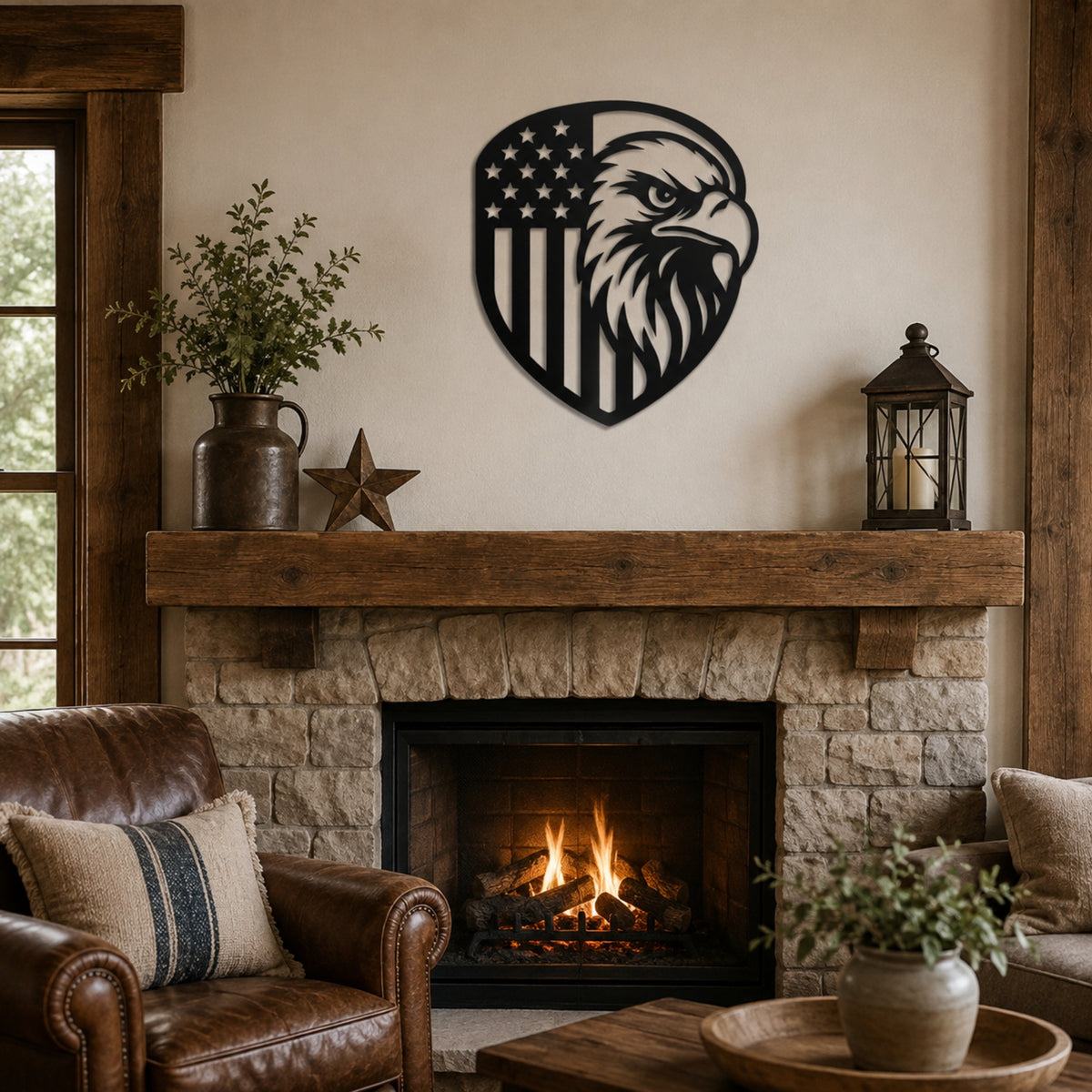 American Eagle Flag Metal Wall Art – Patriotic USA Decor