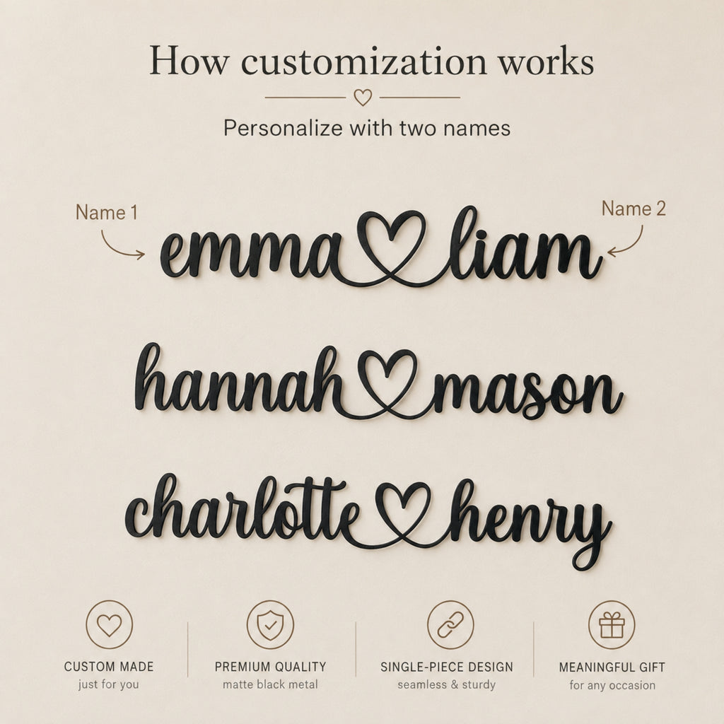 Personalized Couple Names Metal Sign with Heart