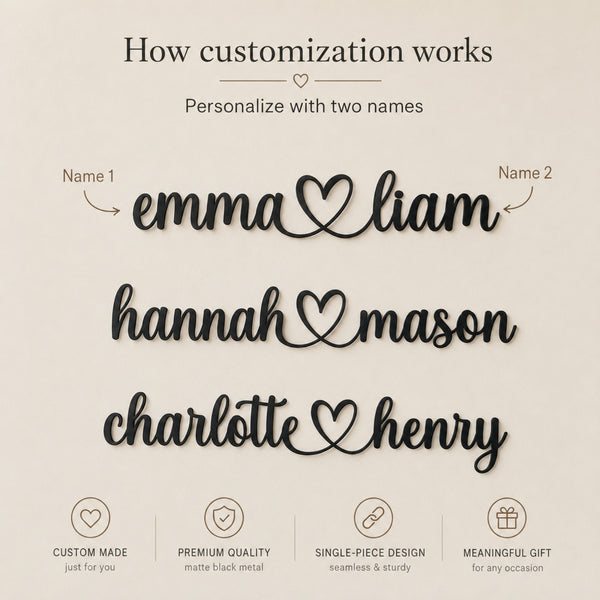 Personalized Couple Names Metal Sign with Heart