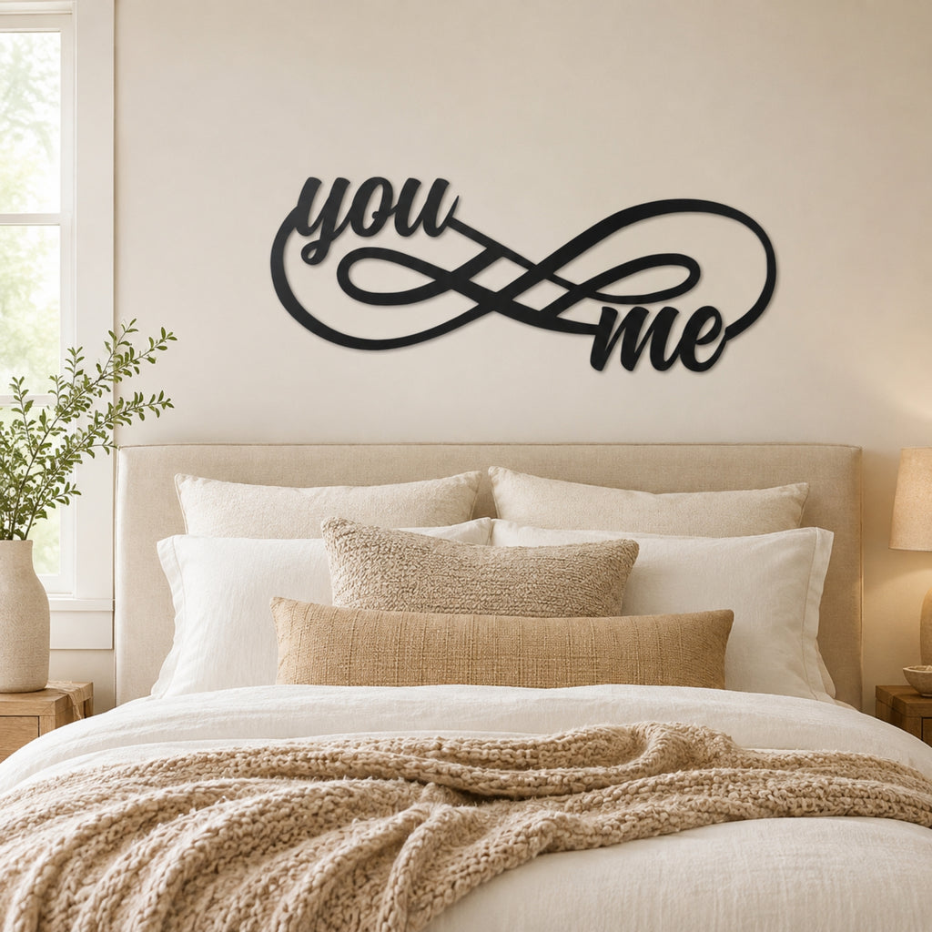 You & Me Infinity Metal Wall Art – Romantic Couple Wall Decor