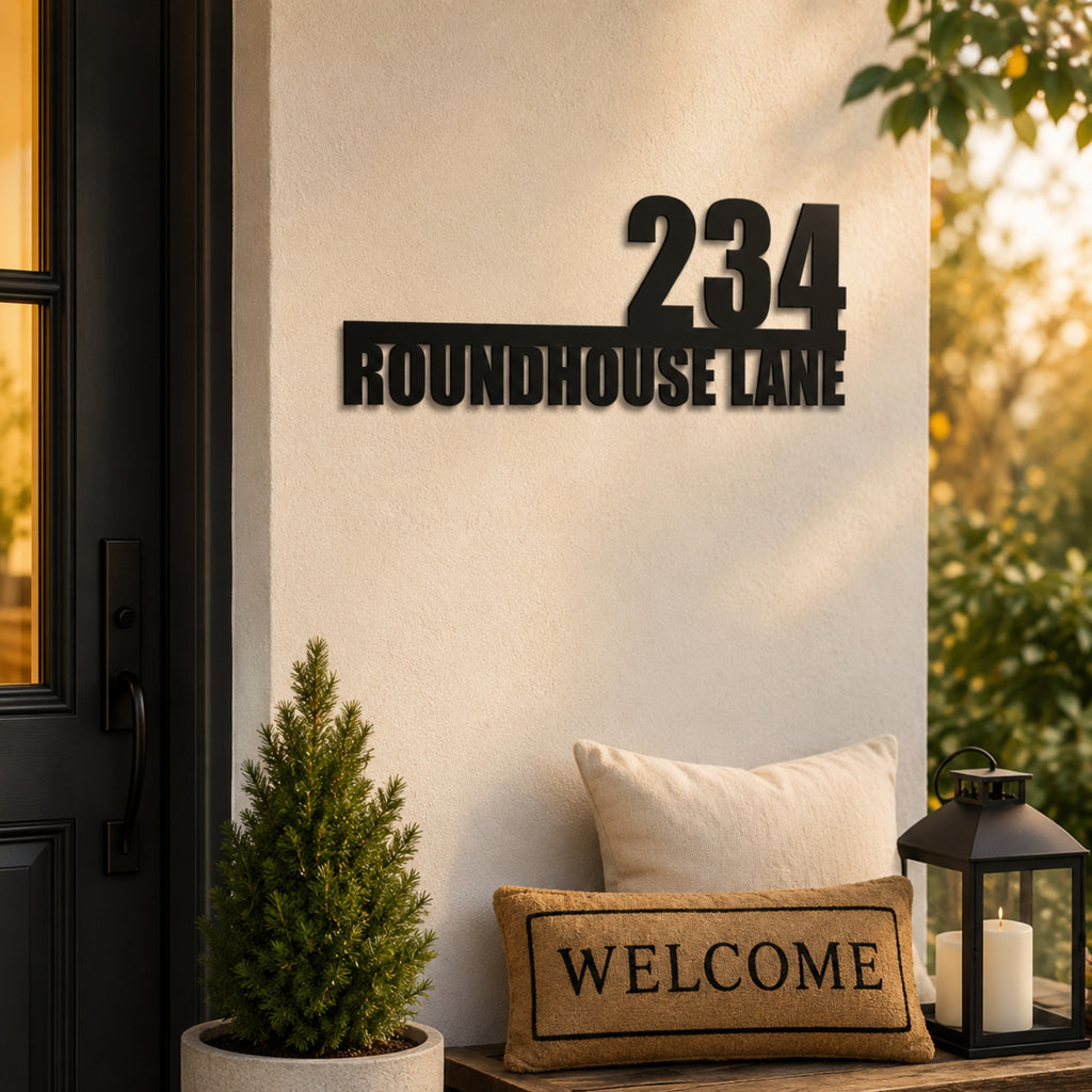 Personalized Metal Address Sign with House Number & Street Name