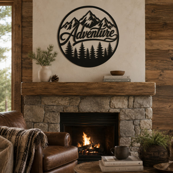 Adventure Mountain Metal Wall Art – Forest & Pine Tree Decor