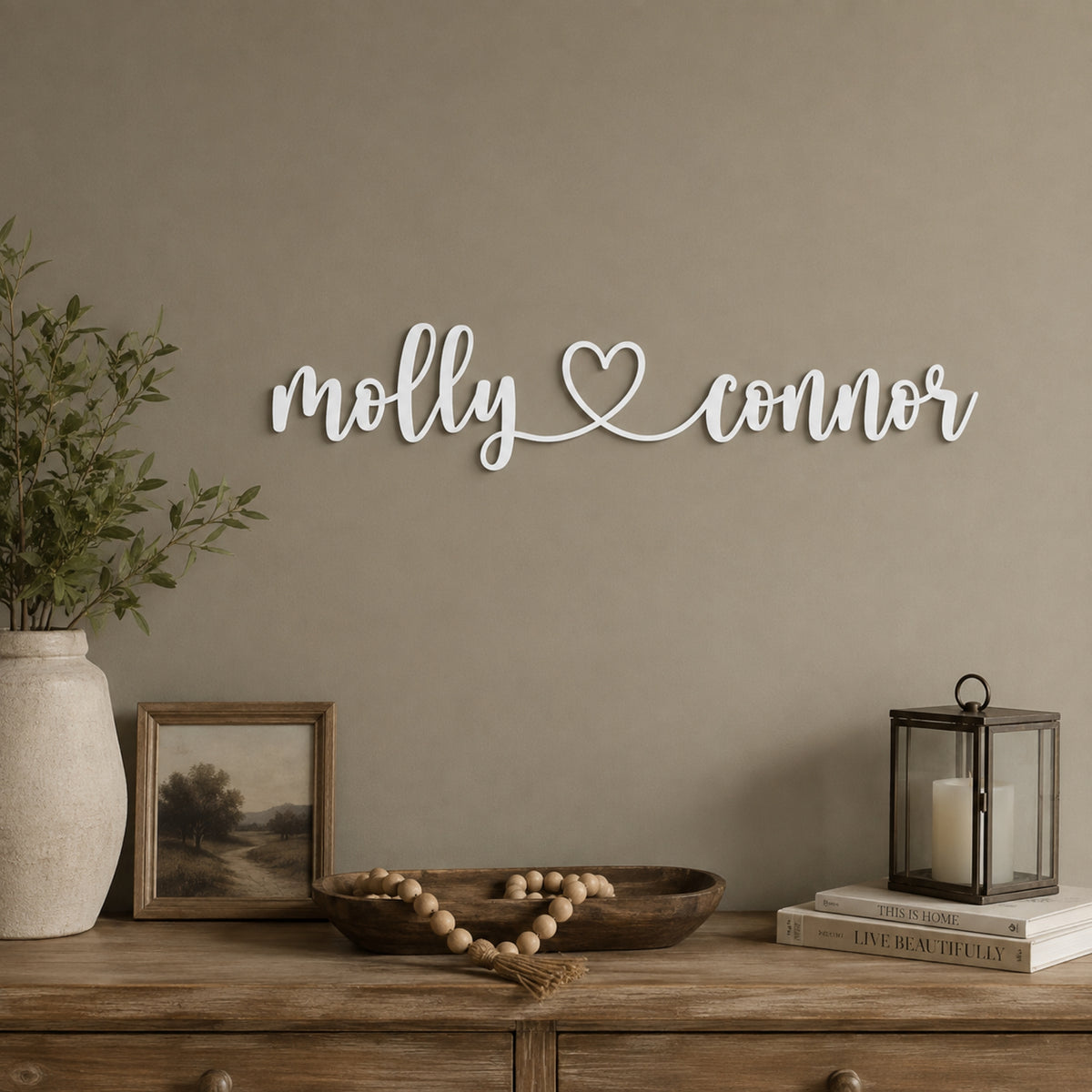 Personalized Couple Name Metal Sign with Heart – Custom Wedding Wall Decor