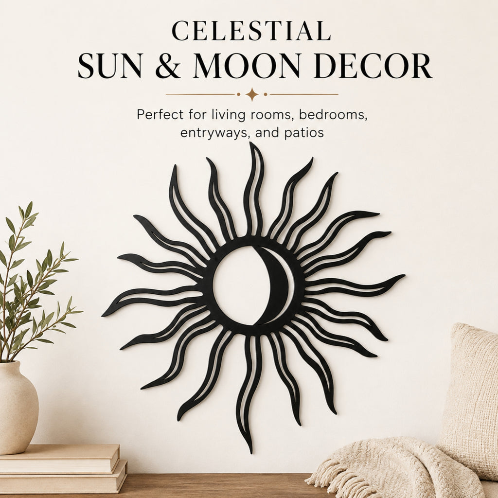 Sun & Moon Metal Wall Art – Celestial Boho Decor