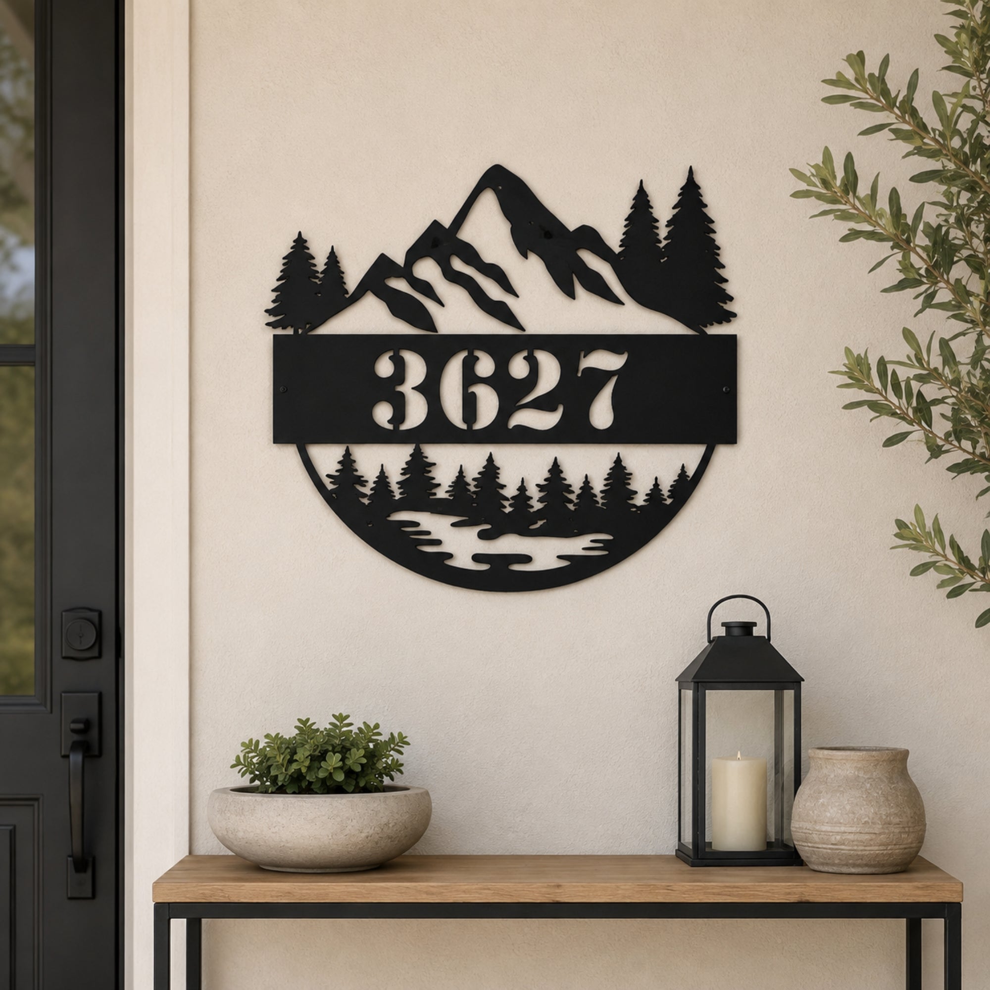 Personalized Mountain House Number Sign