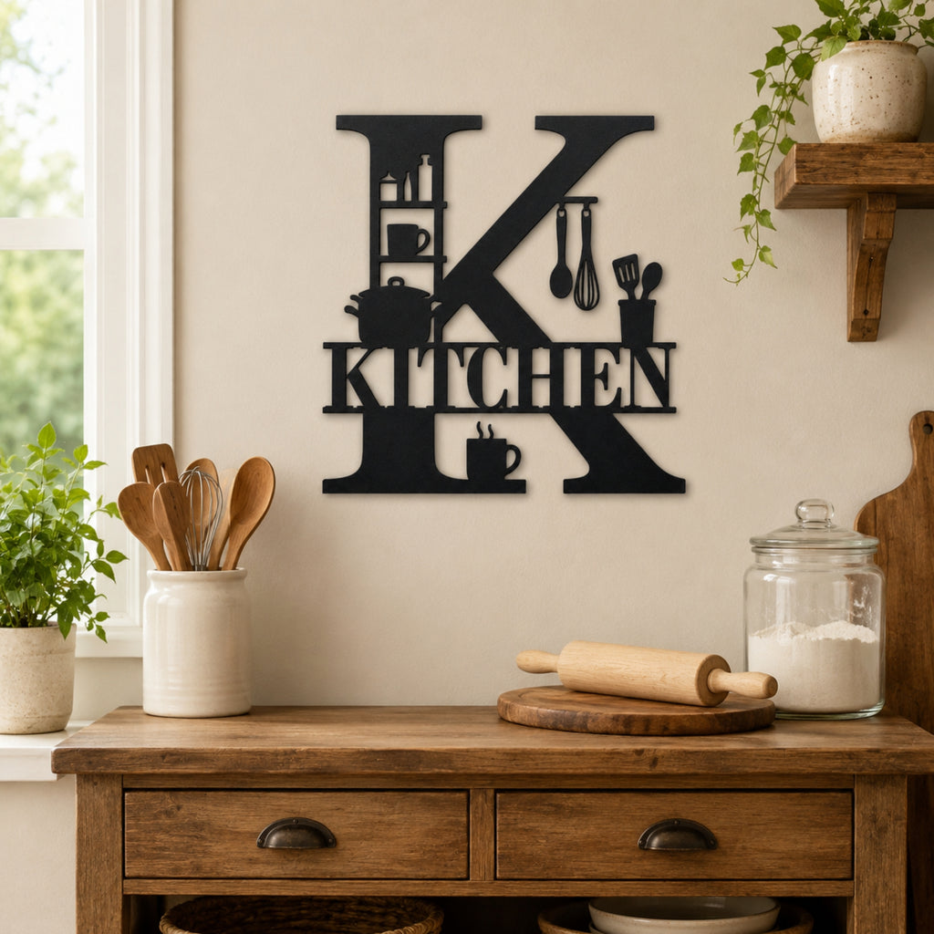 Kitchen Metal Wall Sign – Letter K Kitchen Wall Decor