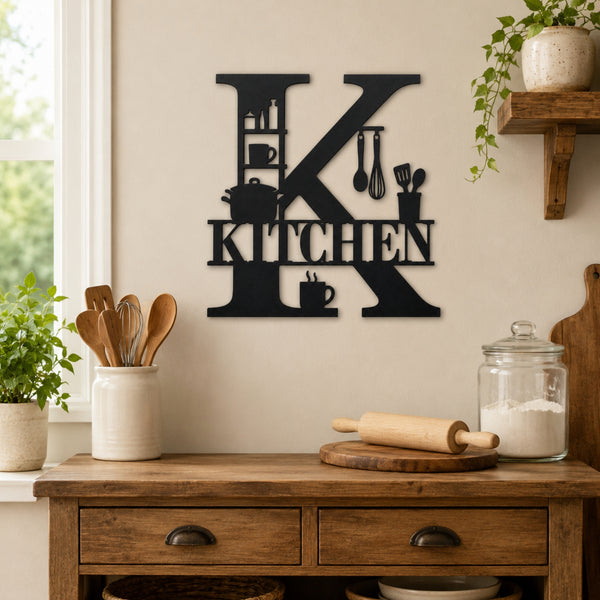 Kitchen Metal Wall Sign – Letter K Kitchen Wall Decor