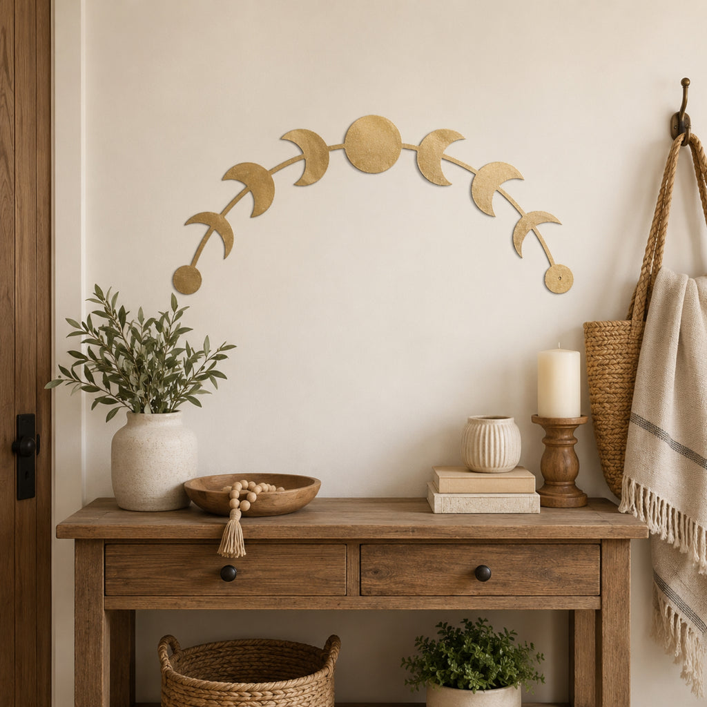 Moon Phase Metal Wall Art – Celestial Lunar Cycle Wall Decor
