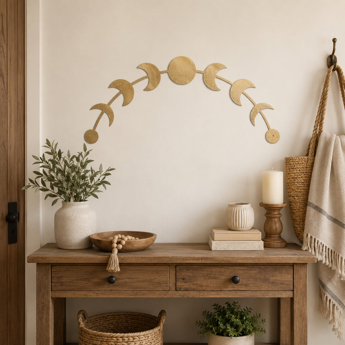 Moon Phase Metal Wall Art – Celestial Lunar Cycle Wall Decor
