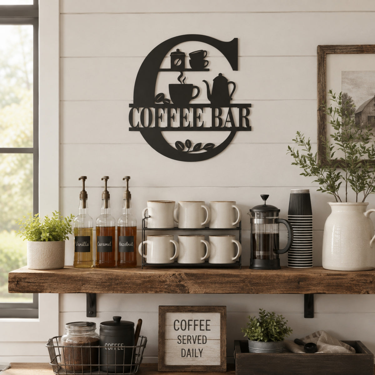 Coffee Bar Metal Wall Sign – Kitchen Coffee Station Decor