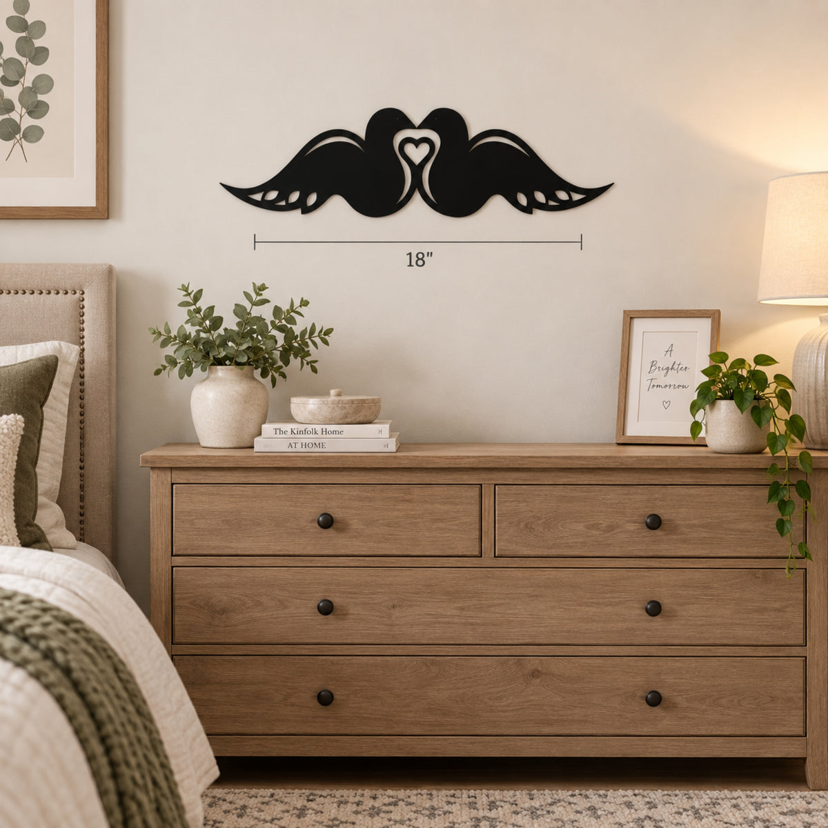 Swan Couple Metal Wall Art – Romantic Love Birds Wall Decor