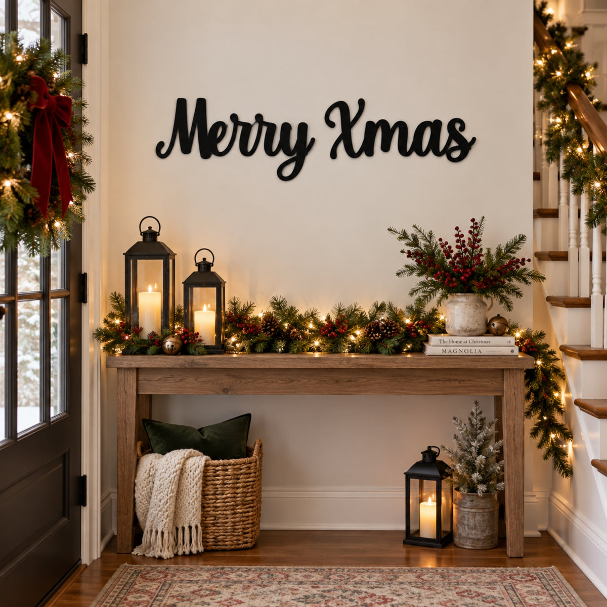 Merry Xmas Metal Wall Art – Christmas Script Metal Sign Main image