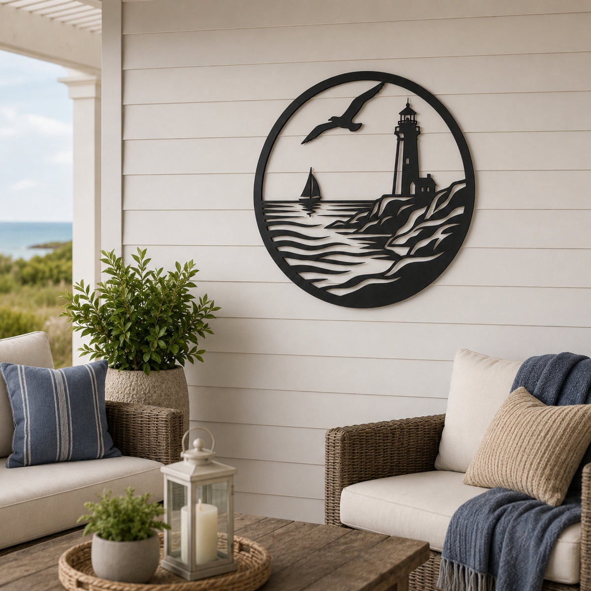 Lighthouse Metal Wall Art – Nautical Coastal Decor Main image