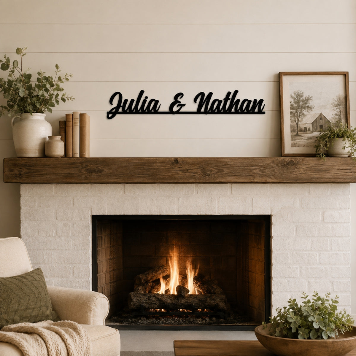 Personalized Couple Names Metal Sign – Custom Two Name Wall Art