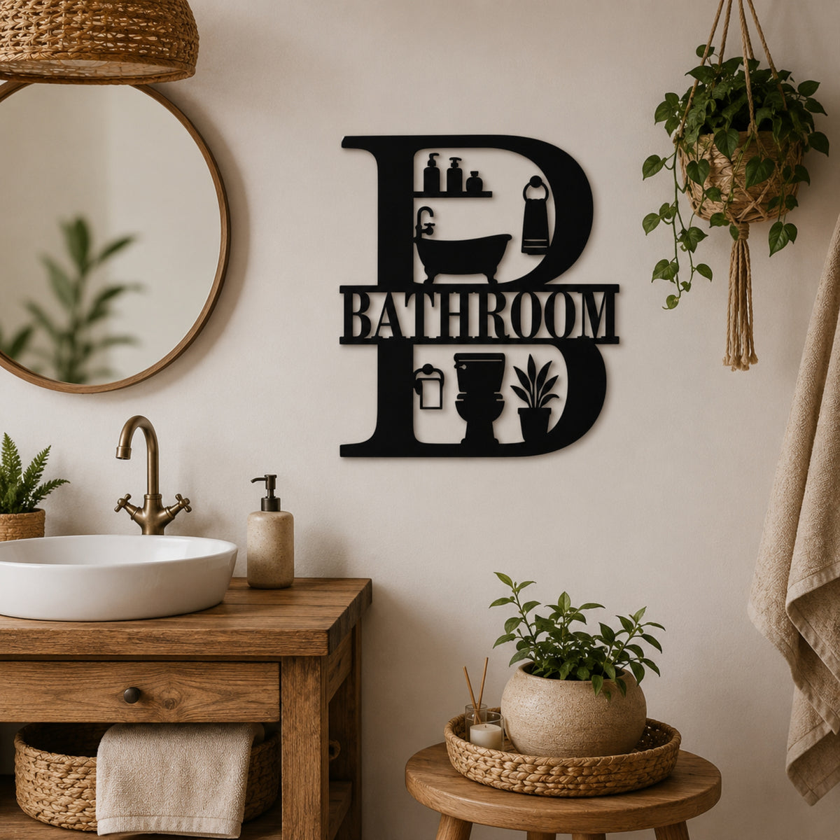 Bathroom Metal Wall Sign – Farmhouse Bathroom Wall Decor