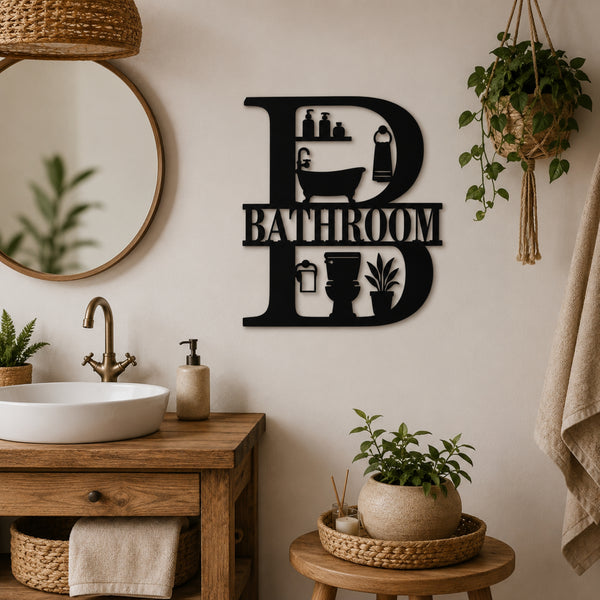 Bathroom Metal Wall Sign – Farmhouse Bathroom Wall Decor