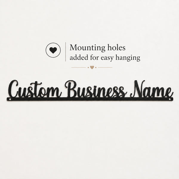 Custom Script Business Name Metal Sign – Personalized Business Wall Sign
