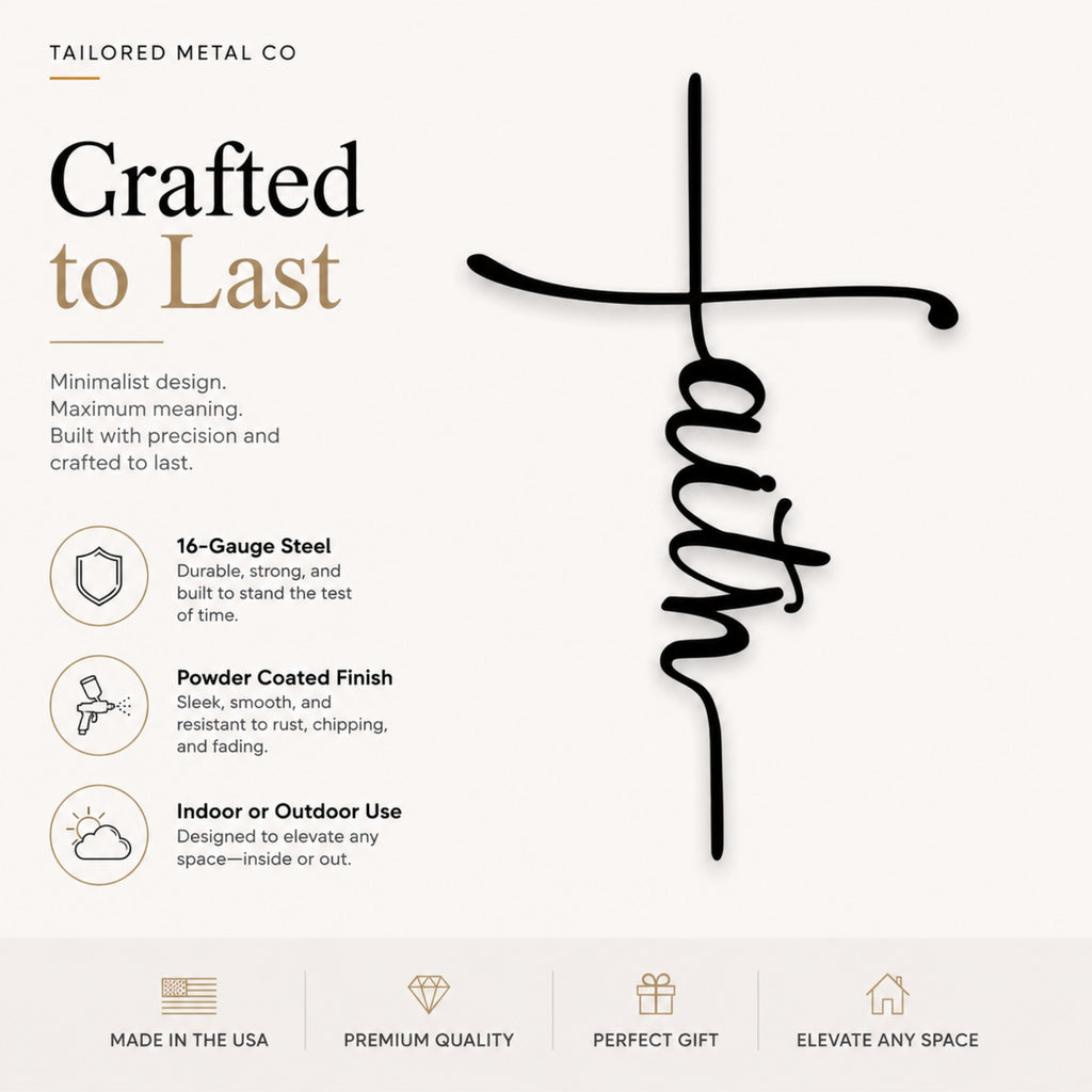 Faith Cross Metal Wall Art – Minimalist Christian Decor