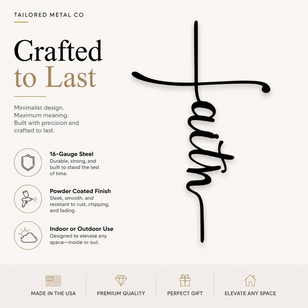 Faith Cross Metal Wall Art – Minimalist Christian Decor