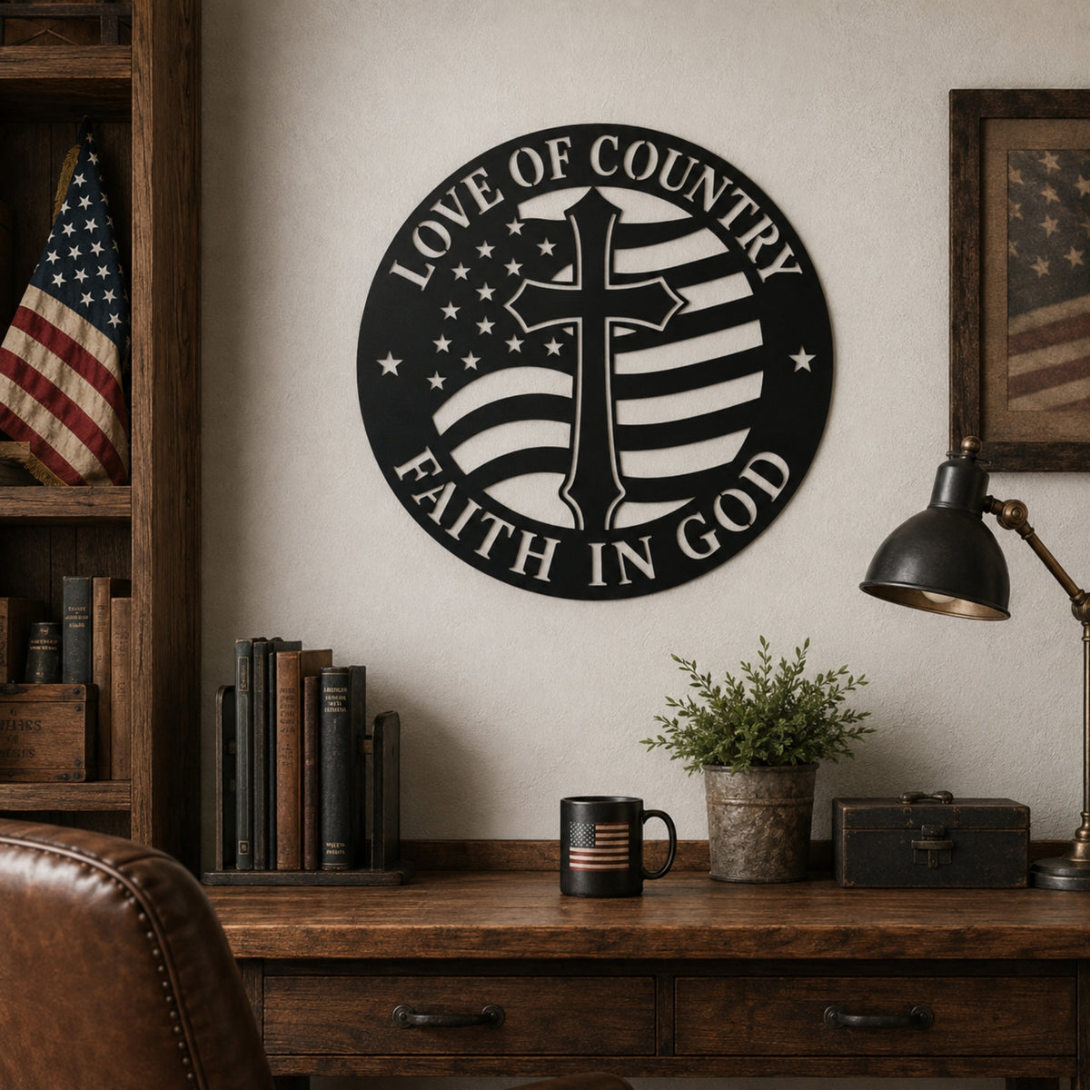 Love of Country Faith in God Metal Wall Art – Christian Patriotic Decor
