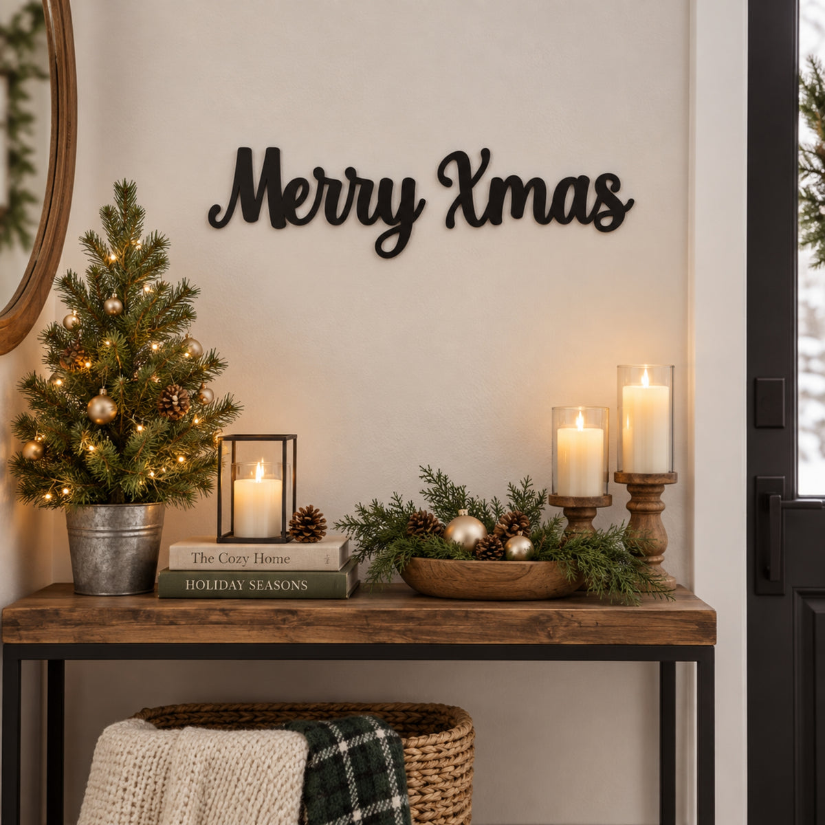 Merry Xmas Metal Wall Art – Christmas Script Metal Sign