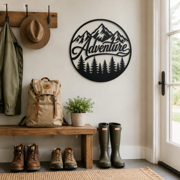 Adventure Mountain Metal Wall Art – Forest & Pine Tree Decor
