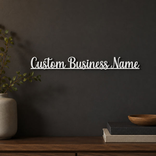 Custom Script Business Name Metal Sign – Personalized Business Wall Sign