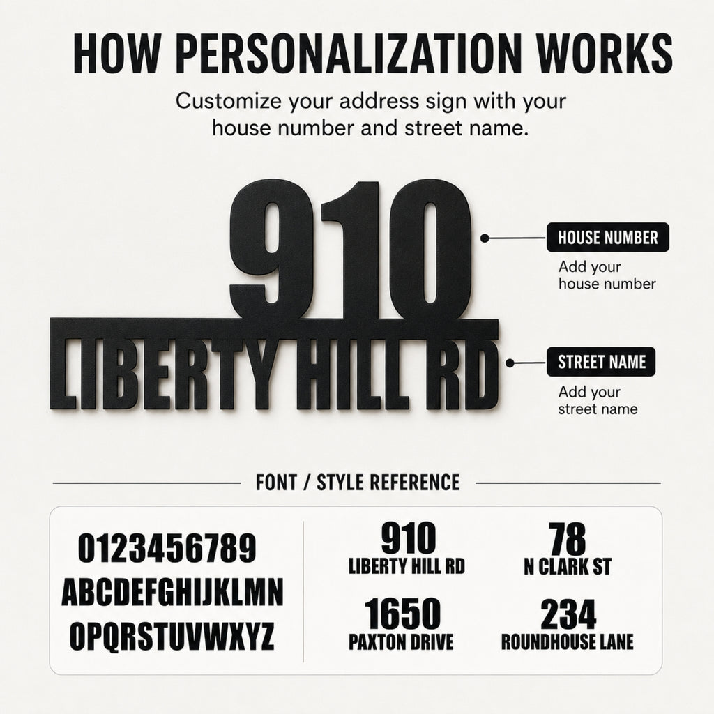 Personalized Metal Address Sign with House Number & Street Name