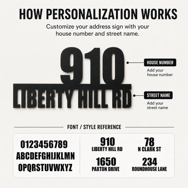 Personalized Metal Address Sign with House Number & Street Name