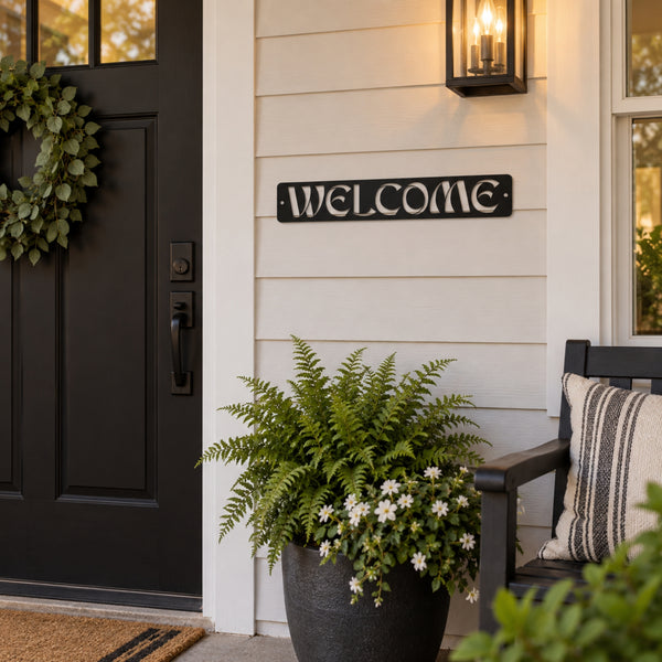 Modern Welcome Metal Sign – Vertical or Horizontal Porch Decor