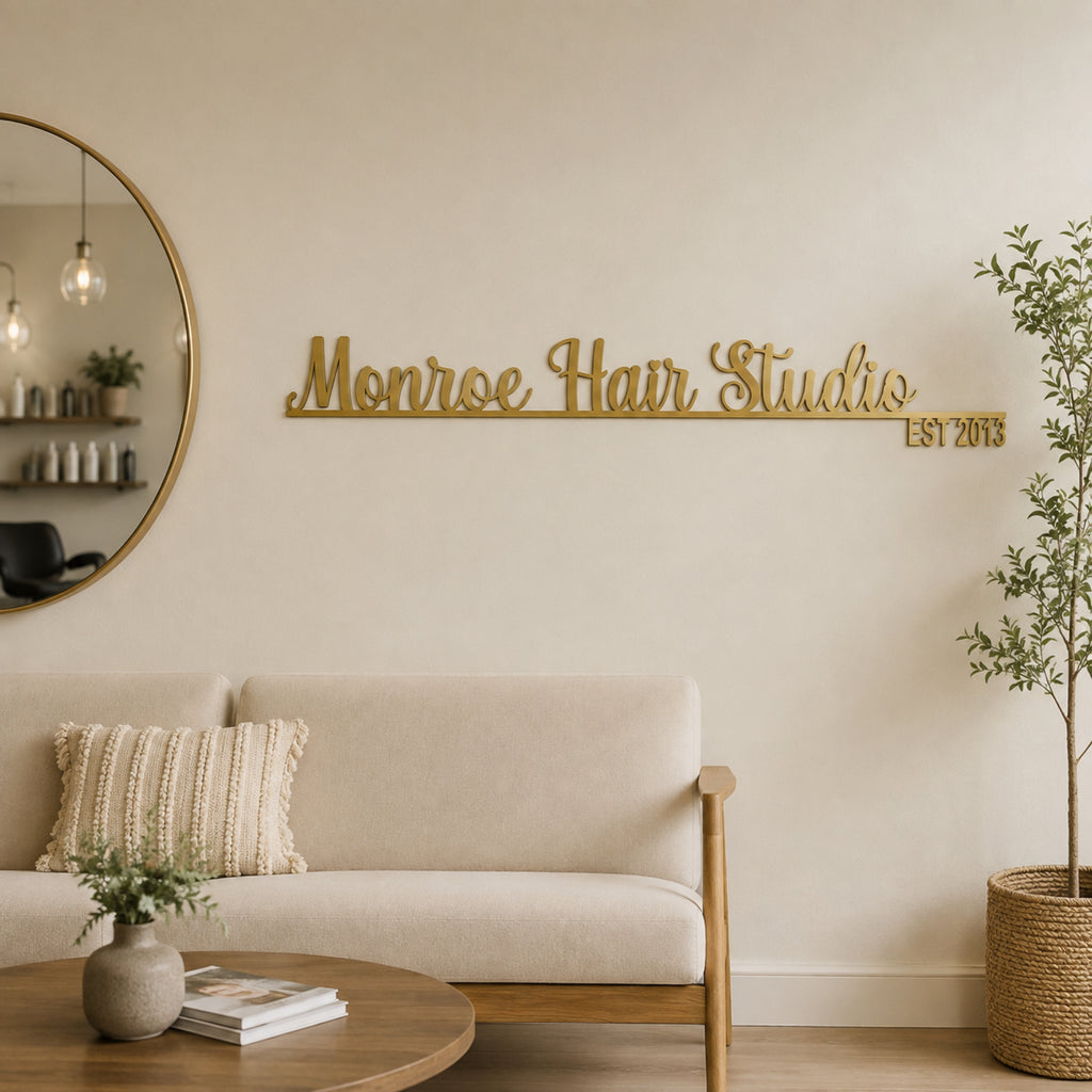 Custom Script Business Name Metal Sign with Established Year