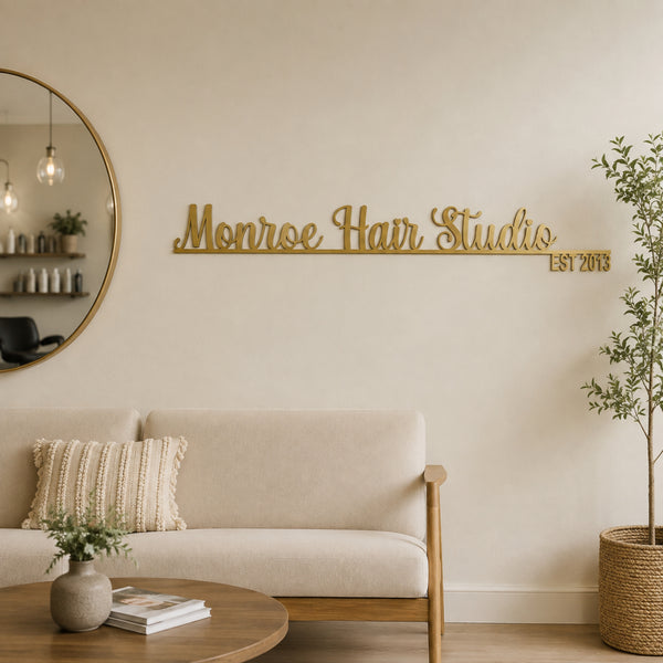 Custom Script Business Name Metal Sign with Established Year