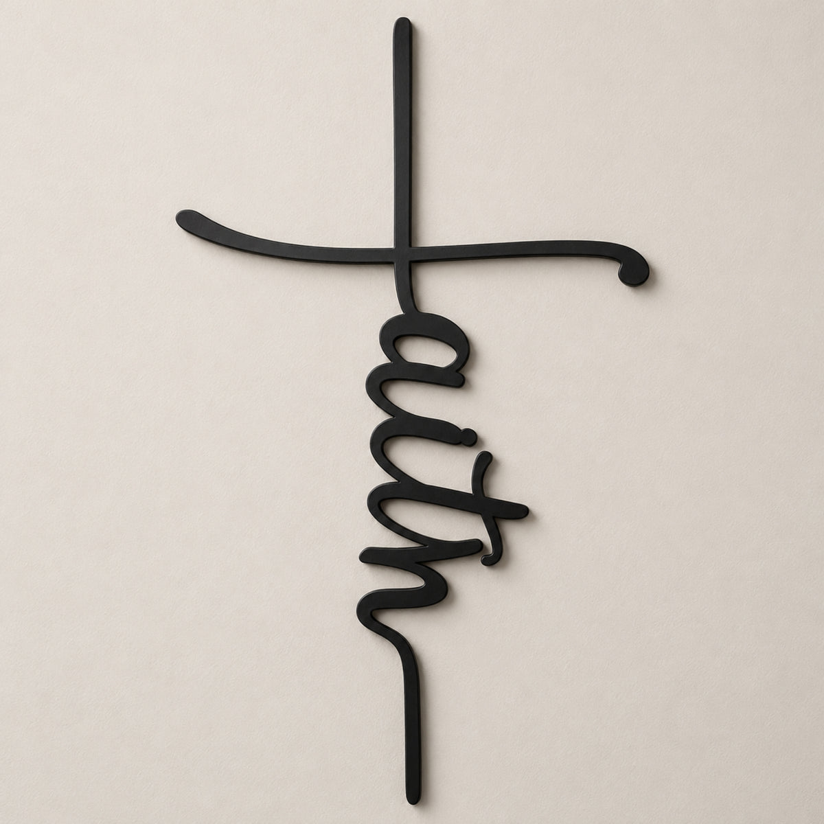Faith Cross Metal Wall Art – Minimalist Christian Decor