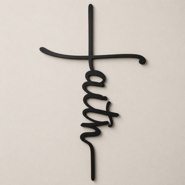 Faith Cross Metal Wall Art – Minimalist Christian Decor