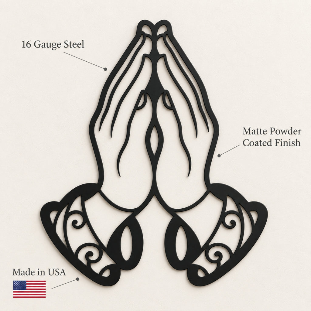 Praying Hands Metal Wall Art – Christian Faith Wall Decor