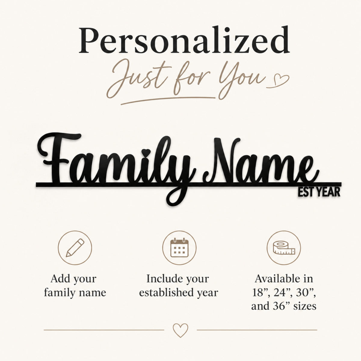 Personalized Family Name Metal Sign with Established Year – Script Style